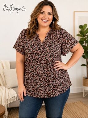 Maurices Floral Flutter Sleeve Blouse | Women’s XL | Cottagecore Boho | EUC